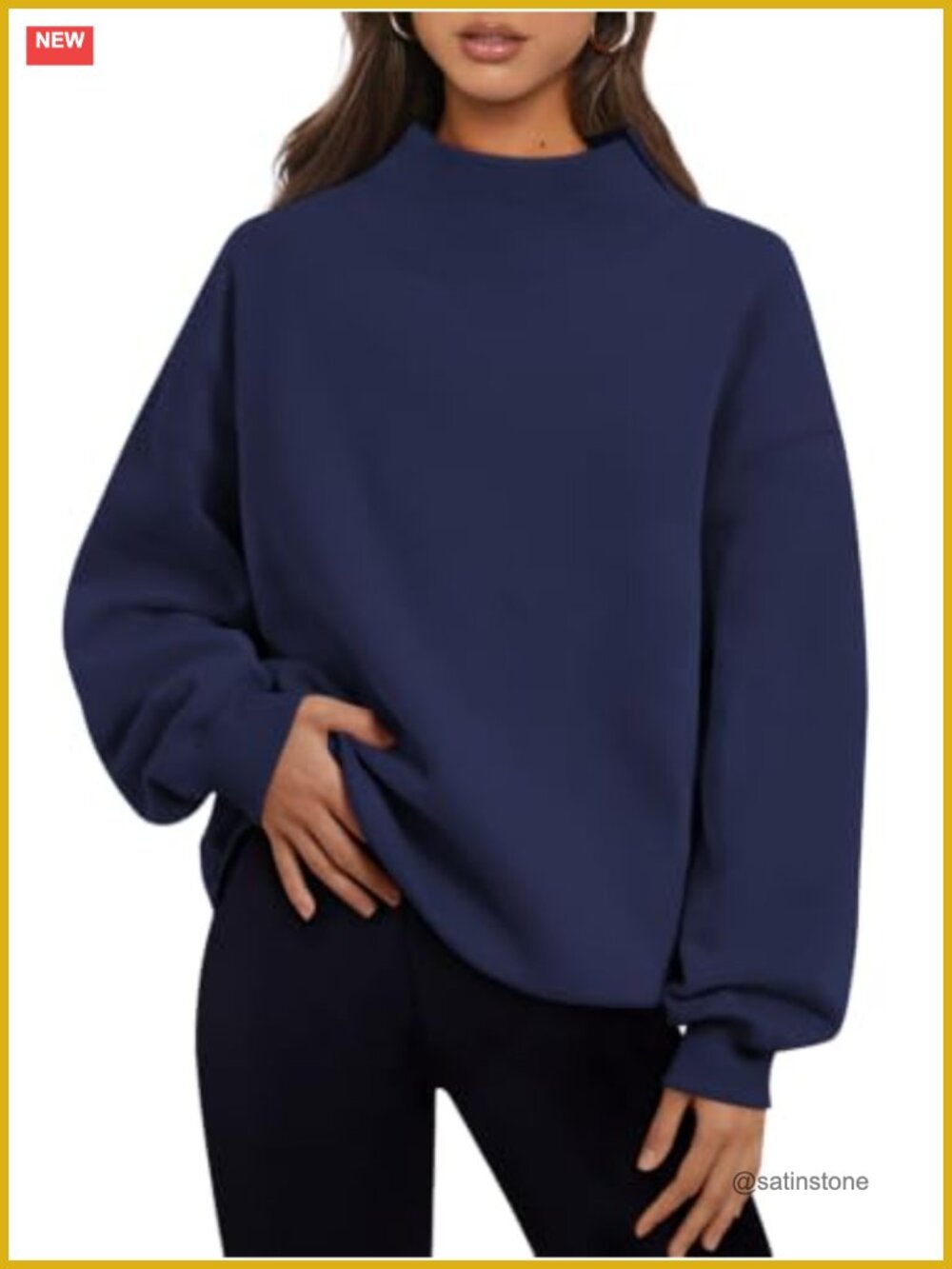 Women's Oversized Mock Neck Sweatshirt Fleece Lined Pullover
